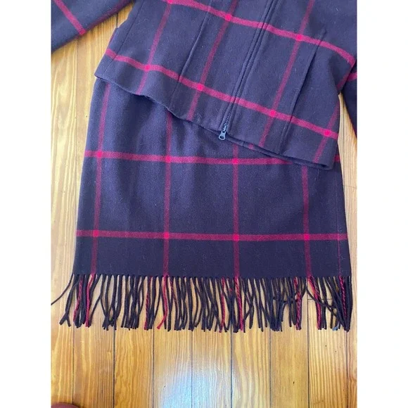 Worth Skirt Suit‎ Size 8  Jacket Skirt Fringe Wool brown Elegant Chic Career - Picture 7 of 8